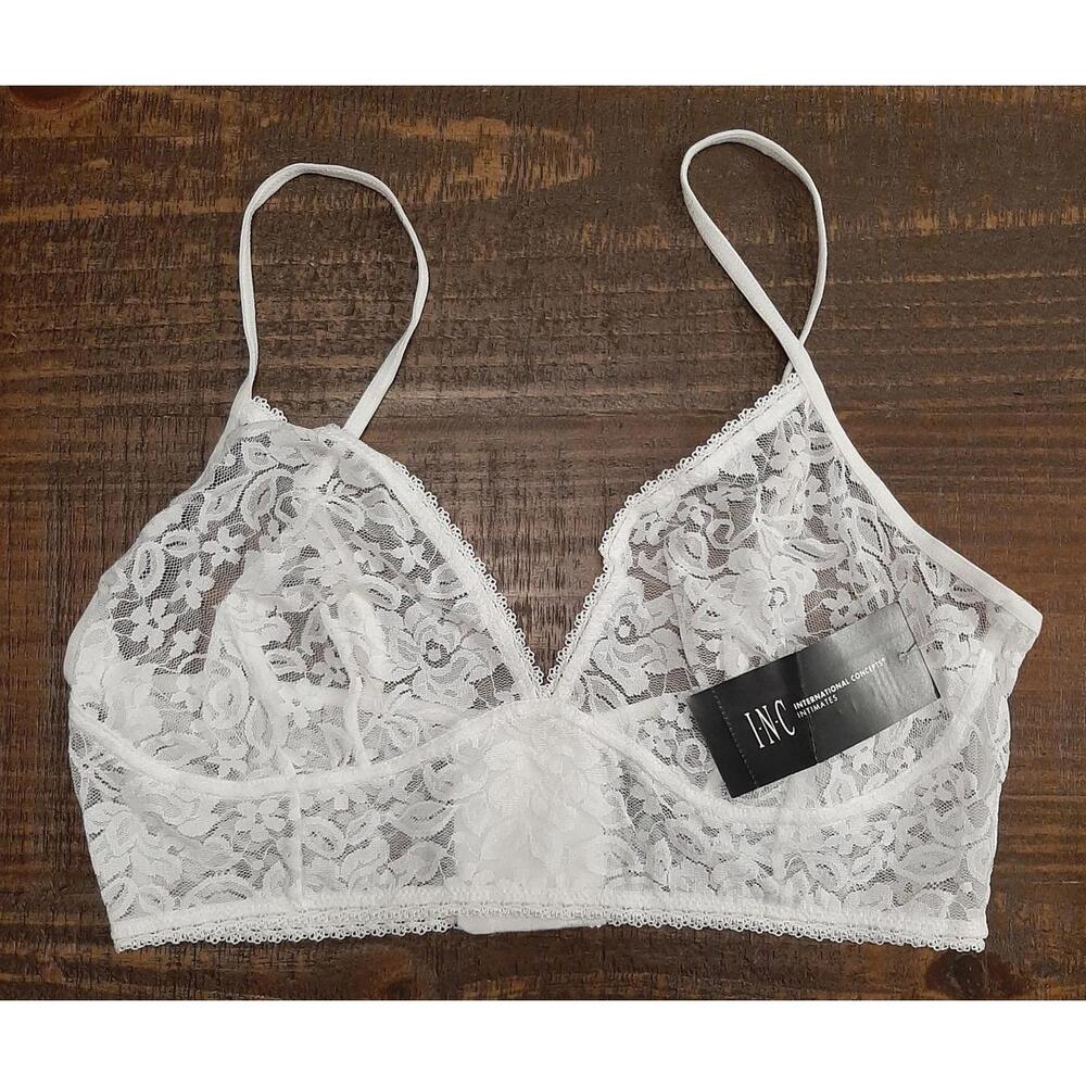 NEW Womens I.N.C. International Concepts Intimates Lace Bralette Sz Small White